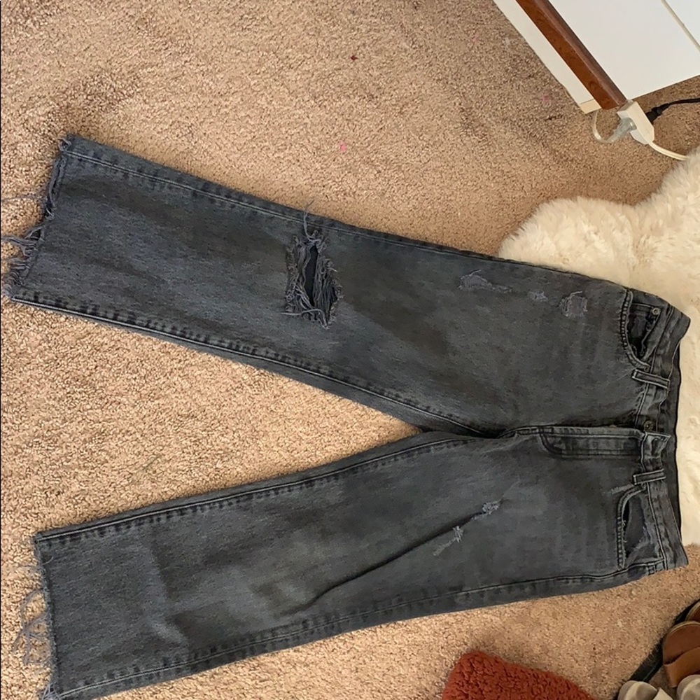 Wide leg mid rise gray carmar